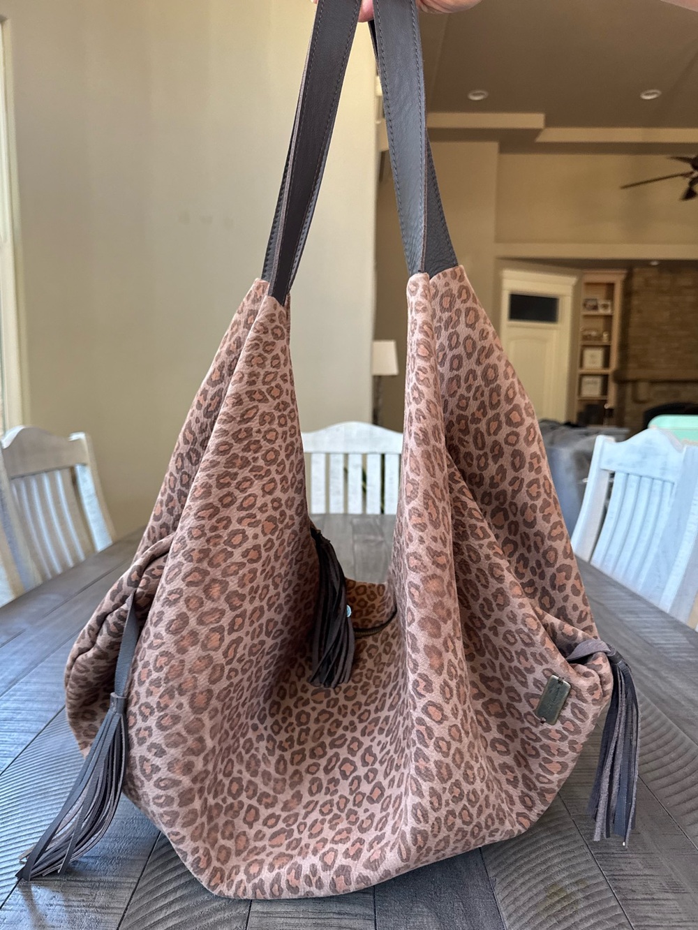 Idea77 Leopard Print Slouchy Hobo Oversized Tote Bag - Shoulder Bag - Picture 2 of 16